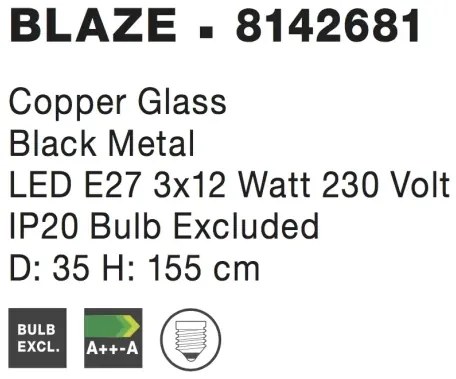 Rustikálny luster Blaze 35 medená