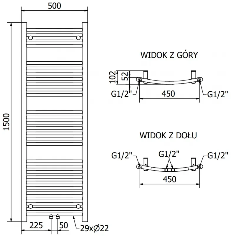 Mexen Ares, elektrické vykurovacie teleso 1500x500 mm + vykurovacia tyč 600 W, biela, W102-1500-500-2600-20