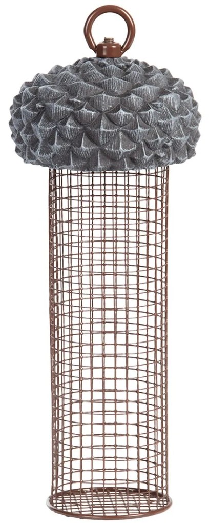 Závesné kŕmidlo pre vtáky Acorn2, 27,5x10 cm, kov/polyesterová živica, sivá