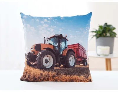 Carbotex Obliečka na vankúšik 40 × 40 cm – Traktor s červenou vlečkou
