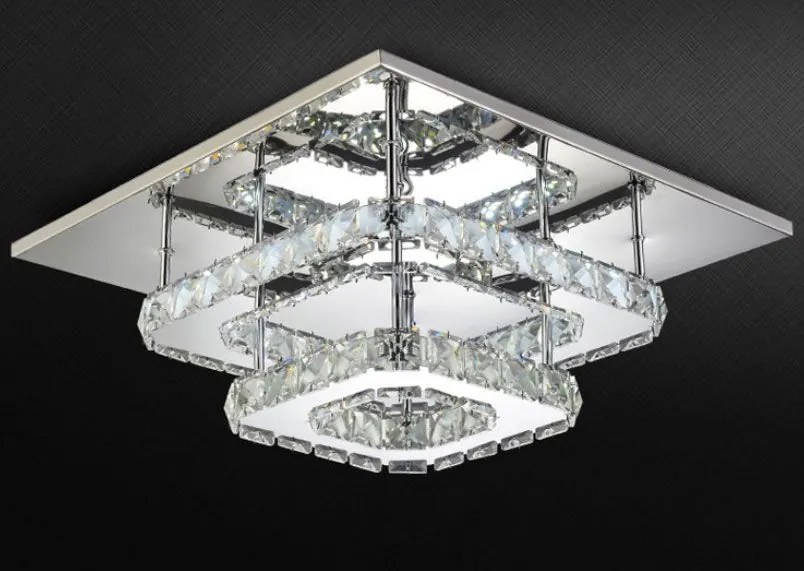Toolight Toolight, LED 24W kryštálová stropná lampa štvorcová APP410-C, chrómová-zlatá, OSW-65008
