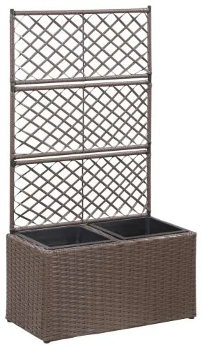 vidaXL Kvetináč s mriežkou, 2 nádoby 58x30x107 cm, polyratan, hnedý-