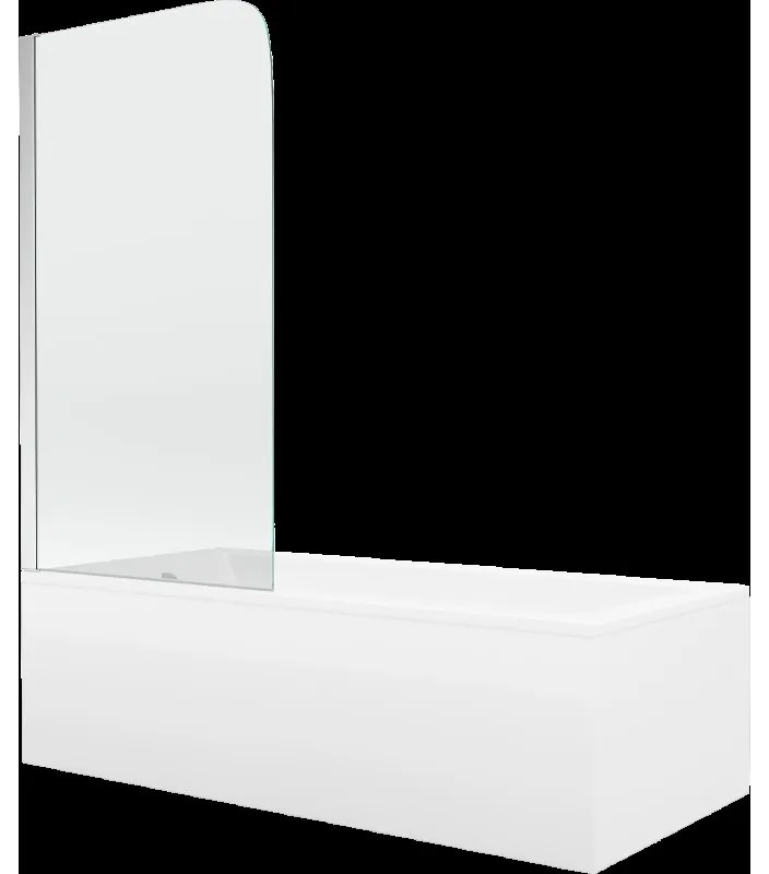 Mexen Cubik obdĺžniková vaňa 160 x 70 cm s obkladom a 1-krídlovou sprchovou zástenou 70 cm, transparentnéné, chrómová
