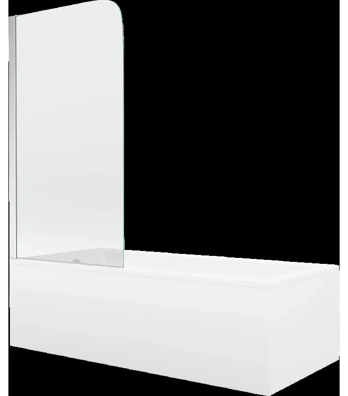 Mexen Cubik obdĺžniková vaňa 160 x 70 cm s obkladom a 1-krídlovou sprchovou zástenou 70 cm, transparentnéné, chrómová