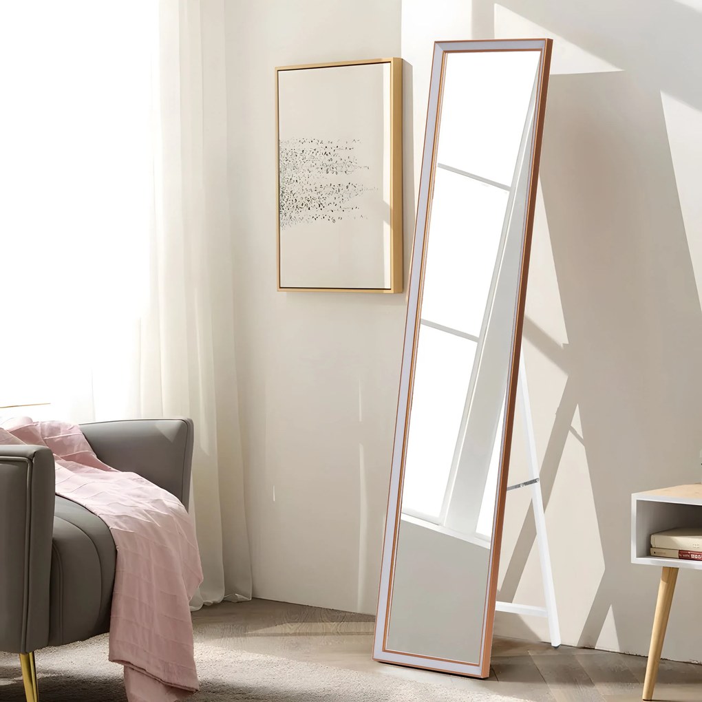 Veľké stojace zrkadlo 148 cm s hliníkovým rámom, rozťahovacie, ModernHome