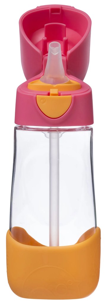 Fľaša na pitie so slamkou 450 ml - ružová/oranžová