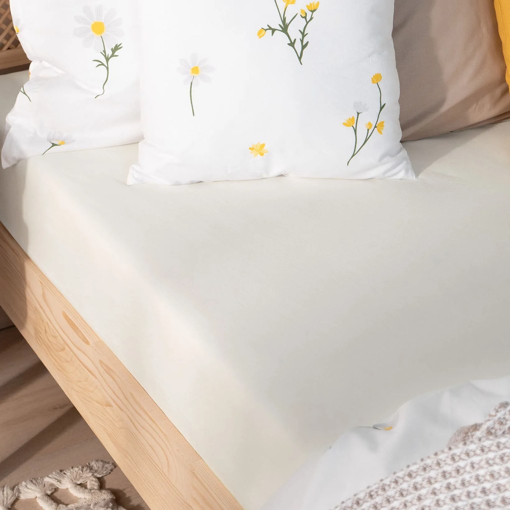 Goldea plachta jersey s napínacou gumou - smotanová 90 x 200 cm