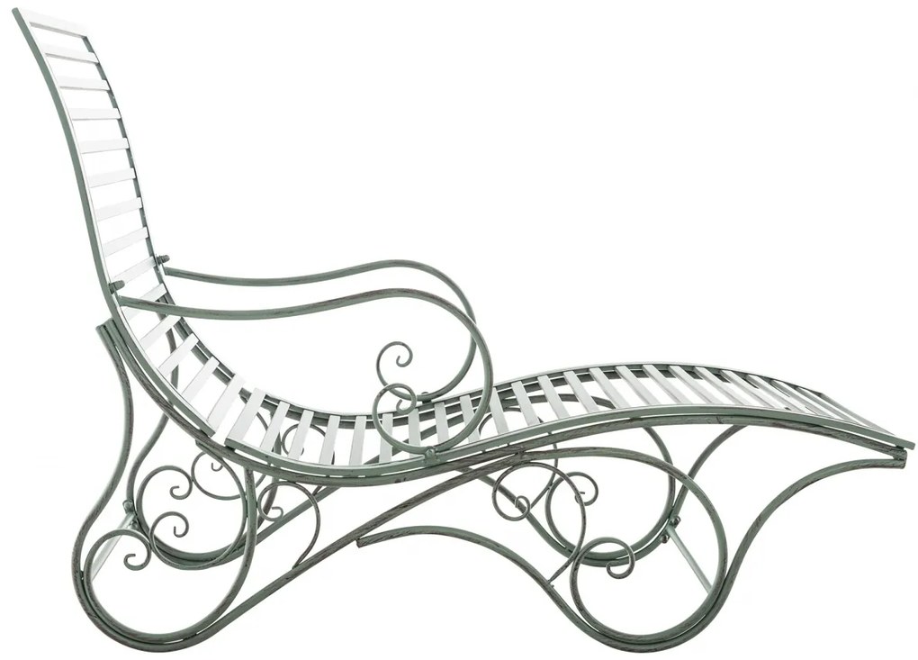 Kovová záhradné lehátko Amiens - Zelená antik