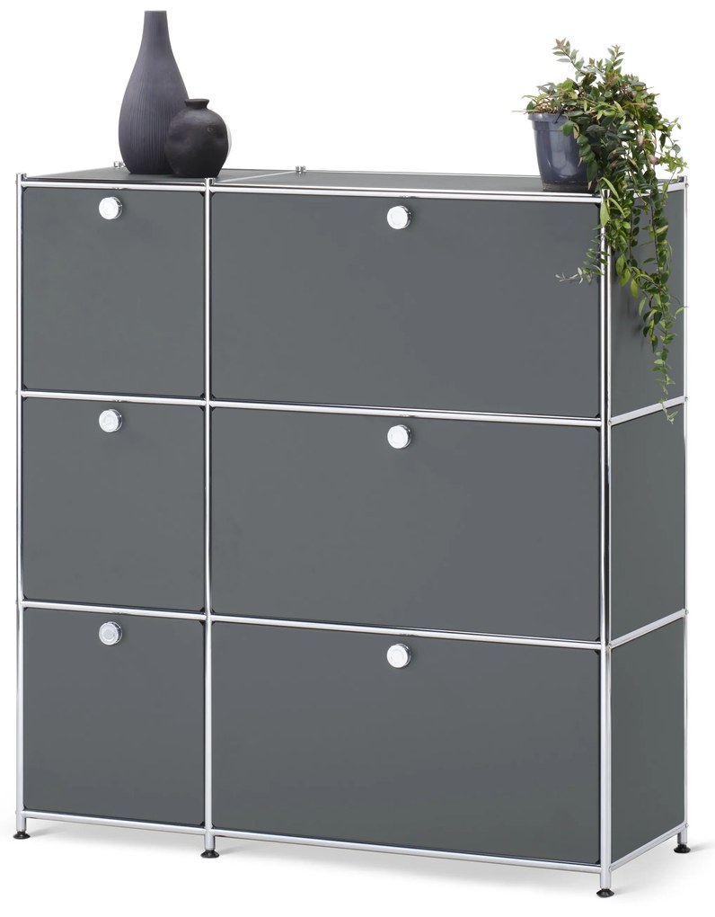 Komoda »CN3« so 6 výklopnými dvierkami, sivá