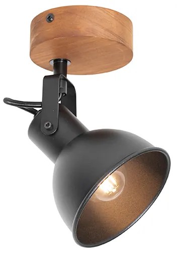 Priemyselný reflektor čierny s dreveným sklonom - Tommy