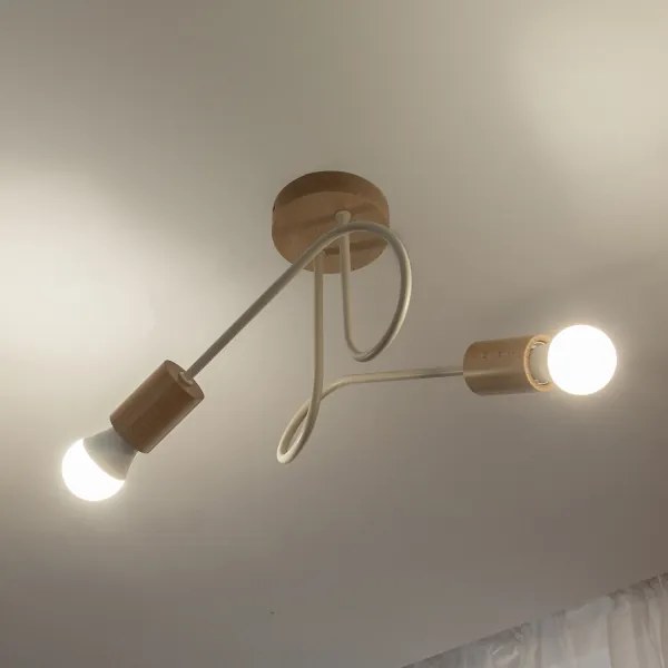 Prisadený luster OXFORD 2xE27/15W/230V borovica/krémová