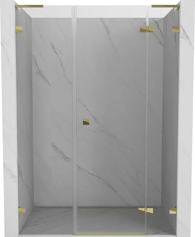 Mexen Lunar L, pravé otočné sprchové dvere 140 cm, číre sklo, zlatý profil, 834SL-140-050-50-00-P