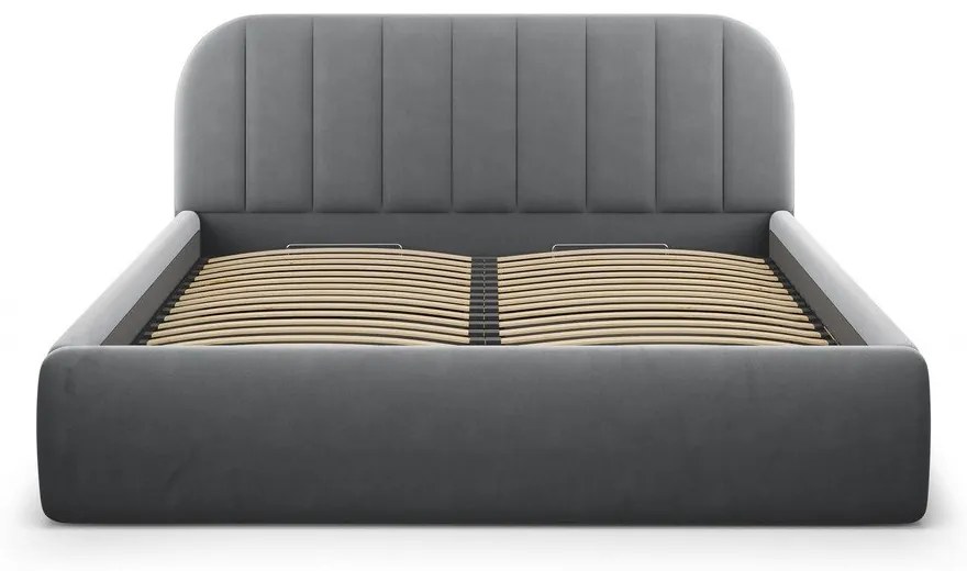 Sivá čalúnená dvojlôžková posteľ s úložným priestorom s roštom 200x200 cm Juno – Windsor & Co Sofas