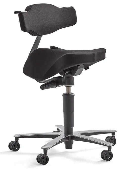 Sedlová stolička EPSOM, s opierkou chrbta a hojdacím mechanizmom, čierna