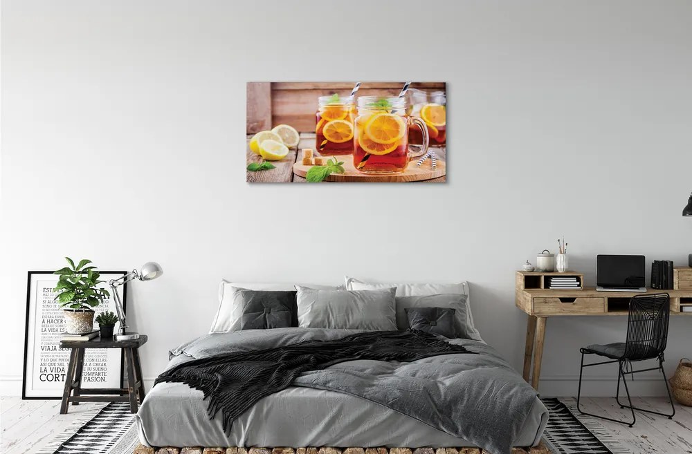 Obraz canvas Ice Tea citrusové slamky 140x70 cm