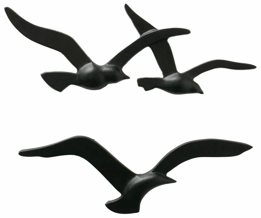 Hliníková dekorácia na stenu Black Bird 13x35 cm + 12x40 cm