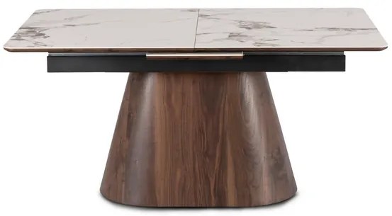 Stôl LUCIANO 160–200 cm Biely mramor / Orech
