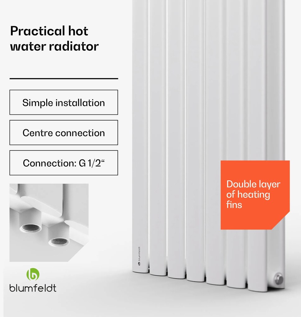 Blumfeldt Tallheo, 41 x 180, radiátor, kúpeľňový radiátor, rúrkový radiátor, 1435 W, teplovodný, 1/2