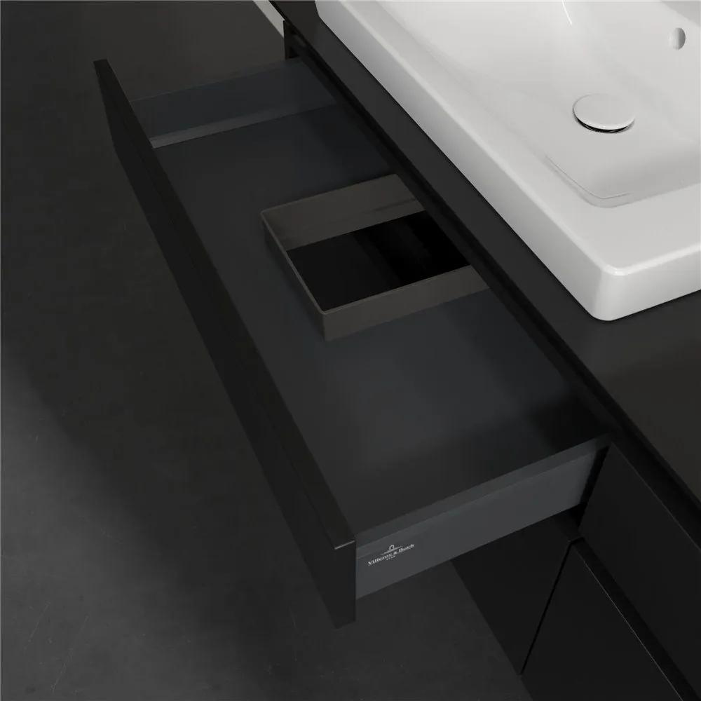 VILLEROY &amp; BOCH Legato závesná skrinka pod dve umývadlá, 4 zásuvky, 1600 x 500 x 550 mm, Black Matt Lacquer, B69300PD