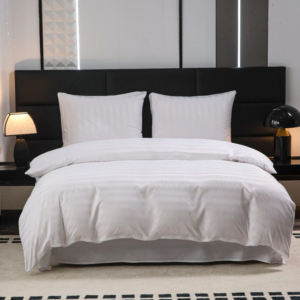 Hotelové obliečky z mikrovlákna JASMINE biele - prúžok 2 cm Rozmer obliečky: 2 ks 70 x 90 cm | 200 x 220 cm