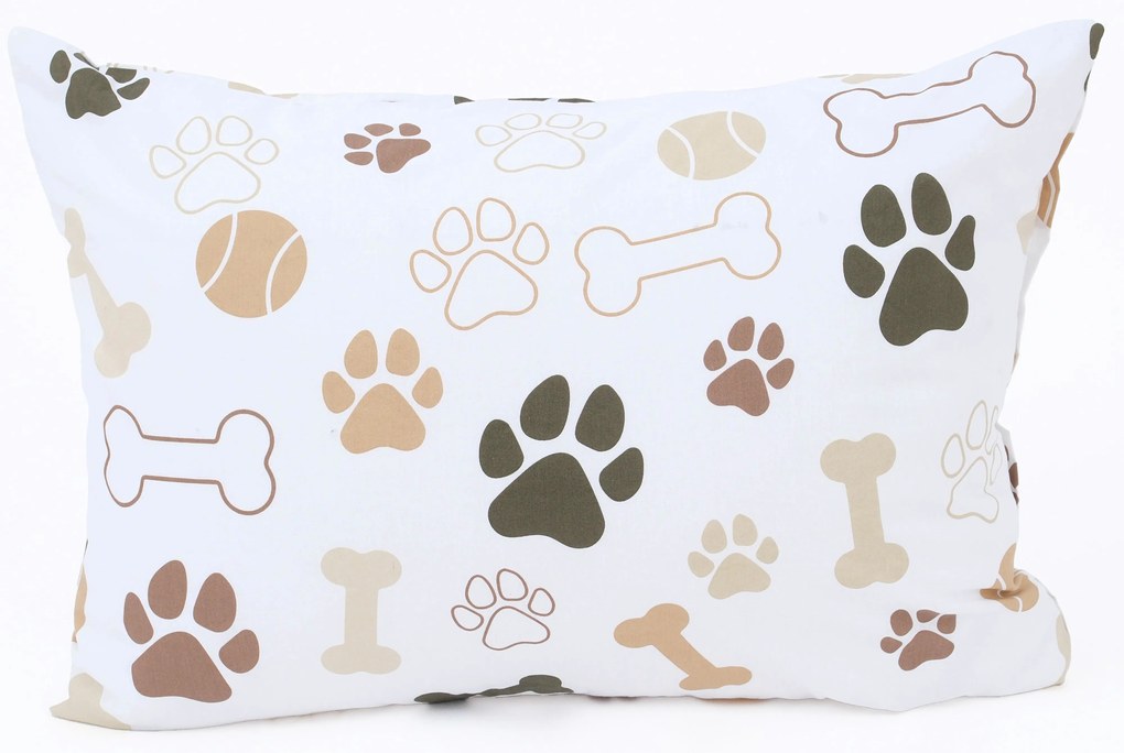Bavlnená obliečka na vankúš Renforcé 40 x 60 cm – Psie labky biele