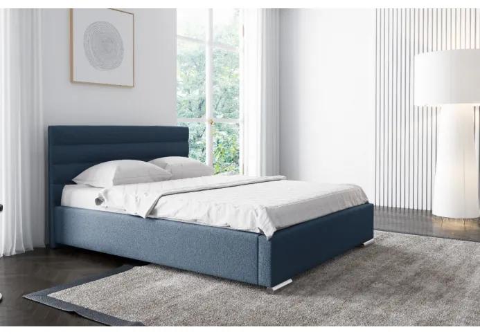 Elegantná čalúnená posteľ Leis 200x200, modrá