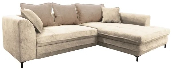 Rozkladacia rohová sedacia súprava s úložným priestorom do L LAGOA pravá béžová/hnedá