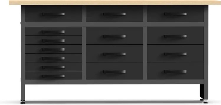 Pracovný stôl do dielne G1, 840 x 1600 x 600 mm, 15 zásuviek