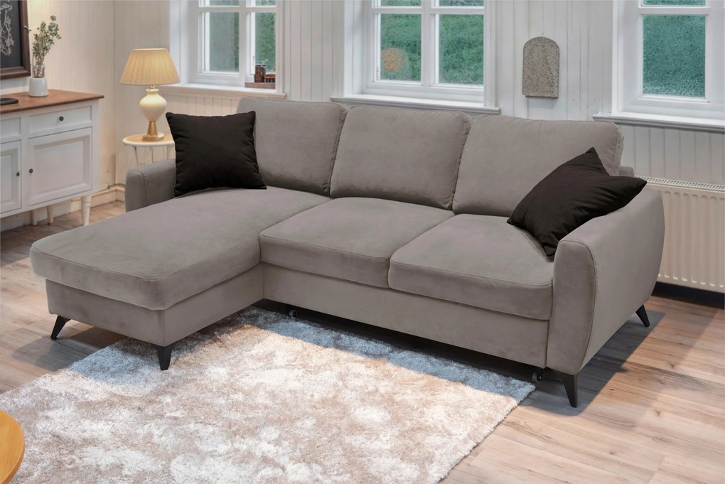 XXXLutz ROZKLADACIA ROHOVÁ SEDAČKA, kov, textil, kompozitné drevo, taupe MID.YOU - Online Only obývacie izby - 000694010103