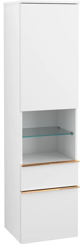 VILLEROY & BOCH Venticello závesná vysoká skrinka, 1 dvierka + 1 priehradka + 2 zásuvky, pánty vľavo, 404 x 372 x 1546 mm, White Matt, A95205MS