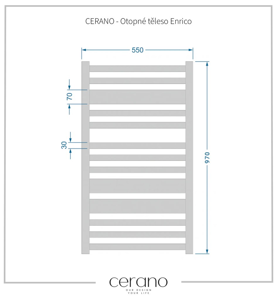 Cerano Enrico, vykurovacie teleso 970x550 mm, 467W, čierna matná, CER-LIV-WB-13-55