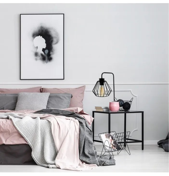 Moderná stolová lampa Loft s drôteným tienidlom