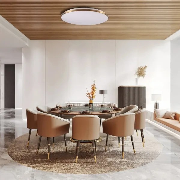 LED stmievateľné stropné svietidlo KERN LED/80W/230V, priemer 80 cm, zlaté + diaľkové ovládanie
