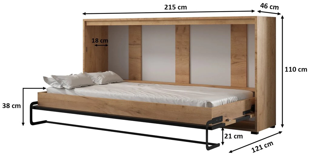 Sklápacia posteľ 90 Cassie (craft zlatý + čierna matná) (horizontálna). Vlastná spoľahlivá doprava až k Vám domov. 1042162