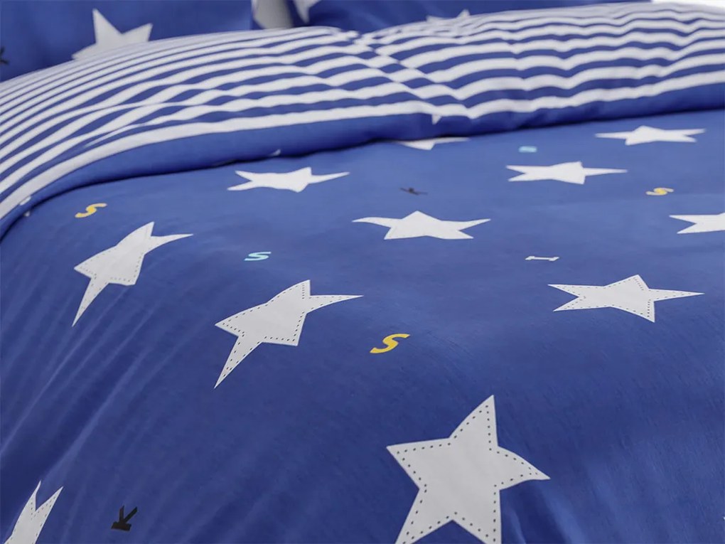 Bavlnené obliečky WHITE STARS modré