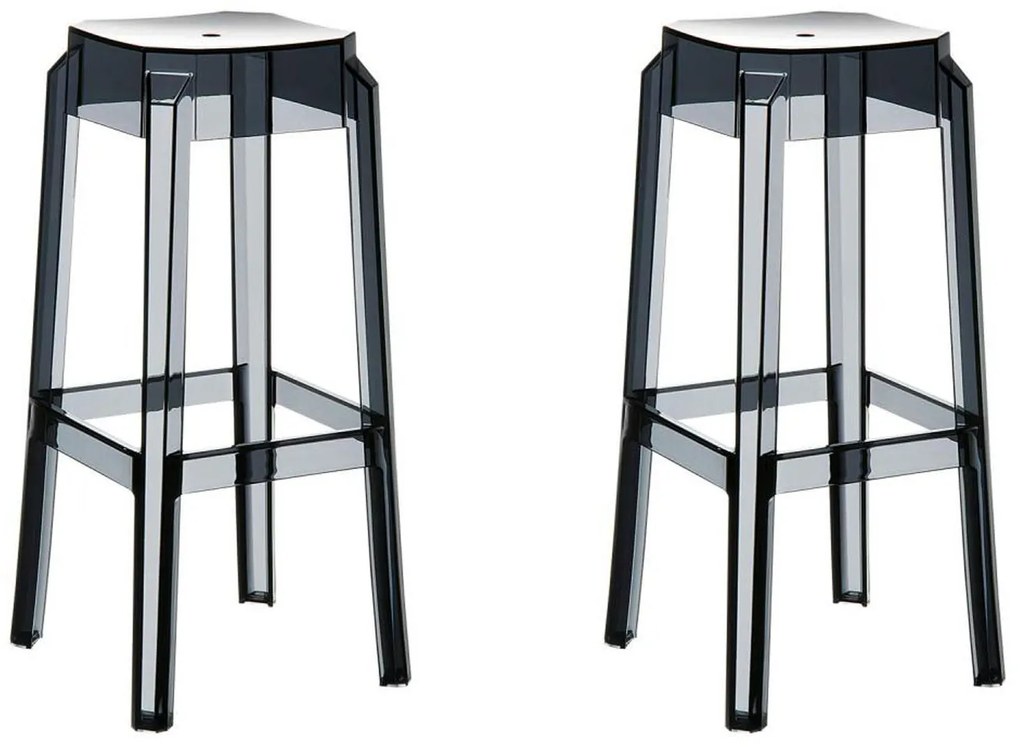 Plastová barová stolička FOX (SET 2 ks) - Čierna transparent