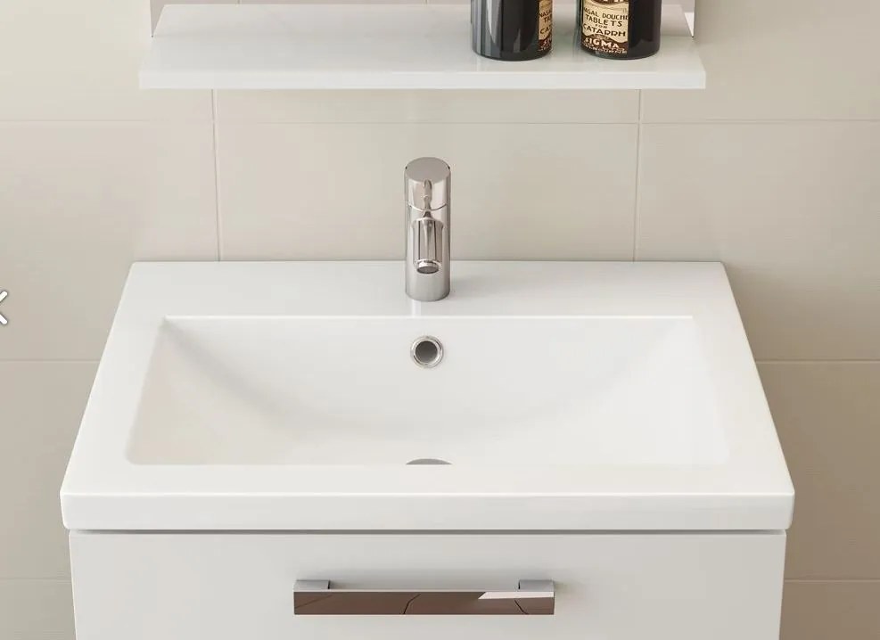 Cersanit Lara Como 80, závesná skrinka + keramické umývadlo, 794x447x460 mm, orech, S801-154-DSM