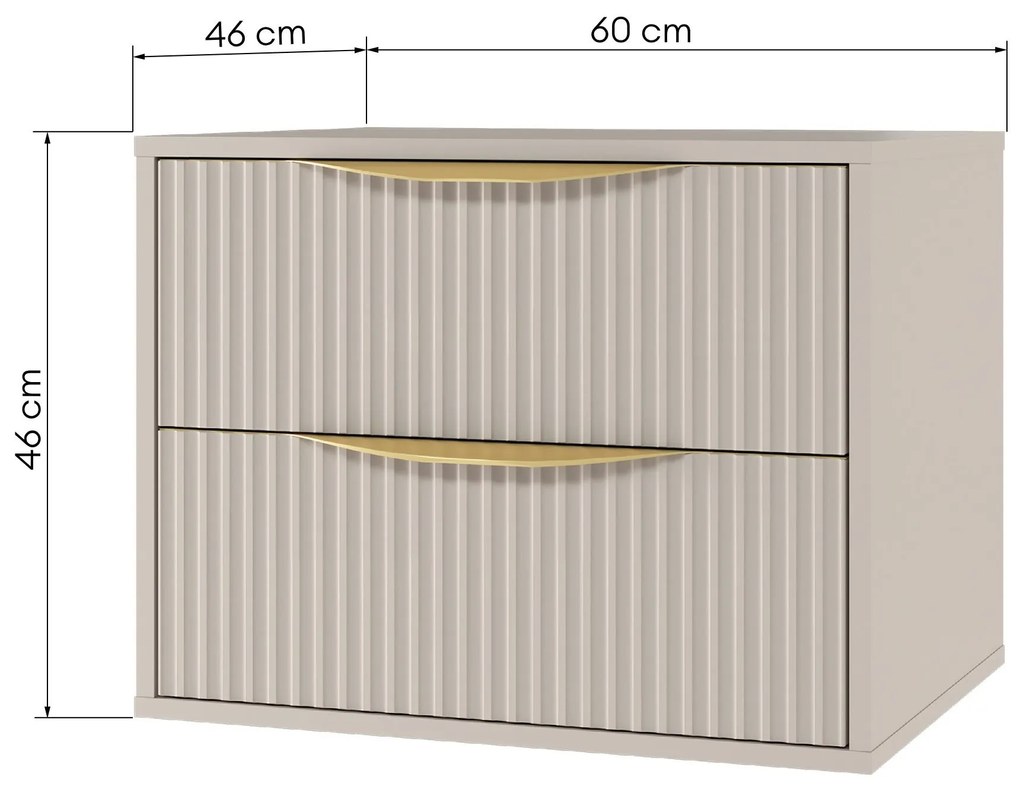 Závěsná skříňka pod umyvadlo Avila s deskou 60 cm kašmír/zlatá