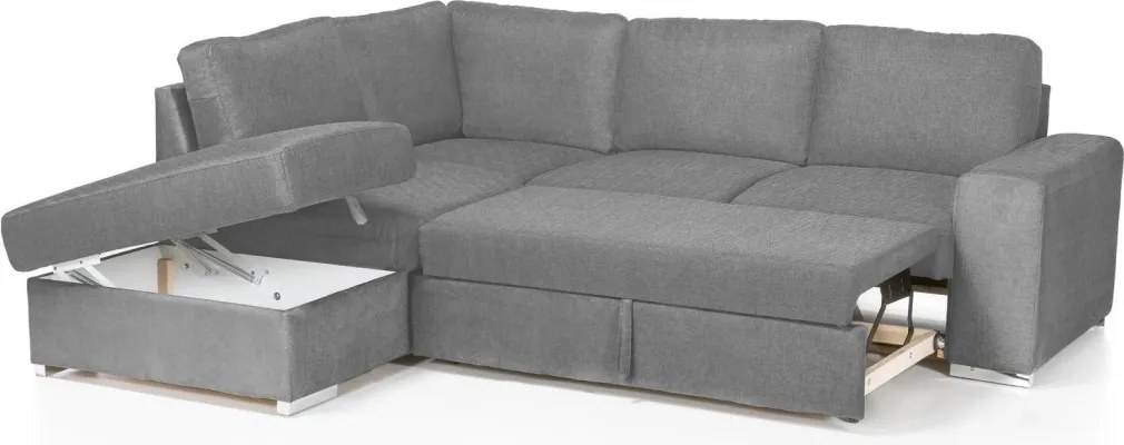 Rohová sedacia súprava Eddi, stredne šedá látka, ľavý roh