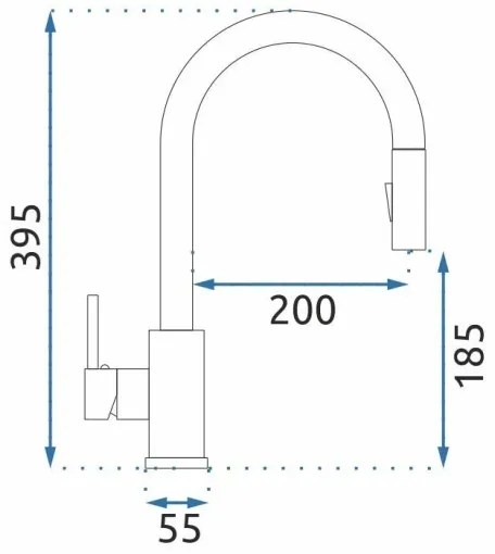 REA-B9146 - Drezová batéria s výsuvnou sprškou FRESH 39,5 cm nikel