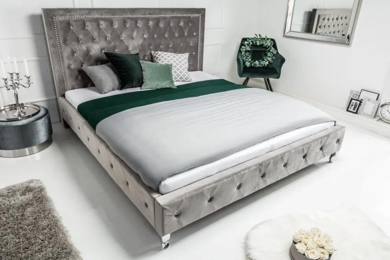 (2733) EXTRAVAGANCIA luxusná posteľ 180x200cm šedý zamat