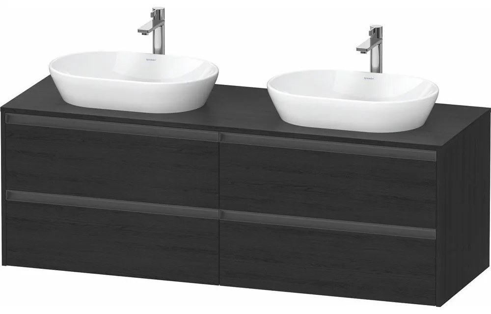 DURAVIT Ketho 2 závesná skrinka pod dve umývadlá na dosku, 4 zásuvky, 1600 x 550 x 568 mm, dub čierny, K24899B16160000