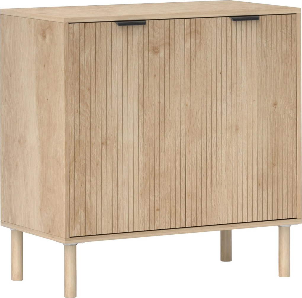 HOMCOM BOčNÝ STOLíK DO OBÝVAČKY S NASTAVITEľNOU POLICOU, 2 DVERAMI, PROTIPREVRHNUTÍM A NOGAMI Z BOROVICE PRE JEDÁLNĚ A CHODBY 78x40x77.5 cm Dub | Aoso