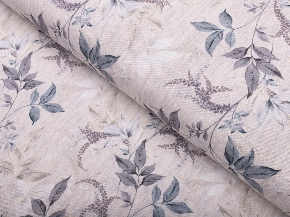 Biante Dekoračný záves PML-053 Popínavé lístky na béžovom 145x250 cm