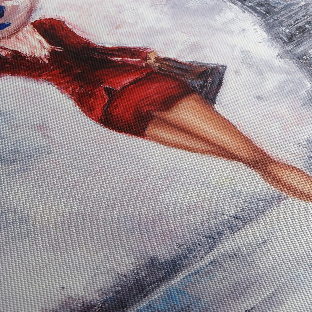 Obraz - Žena a Eiffelova veža (70x50 cm)