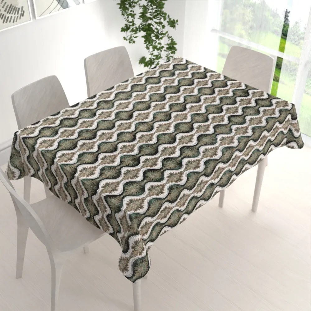 Biante Bavlnený obdĺžnikový obrus Sandra SA-542 Okrasné hviezdy na zelenom/bielom 120x180 cm