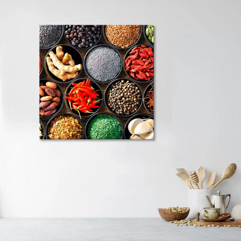 Obraz na plátně, Koření jídla a kuchyně - 50x50 cm