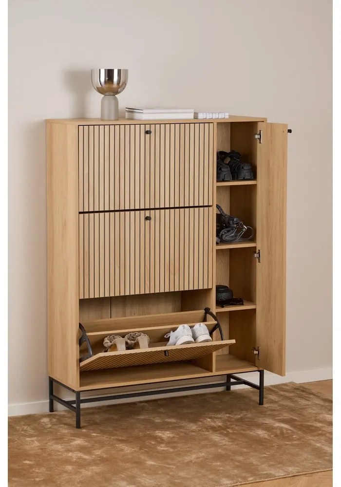 Výklopná skrinka na topánky v dekore duba v prírodnej farbe 99x140x35 cm Albany – Actona