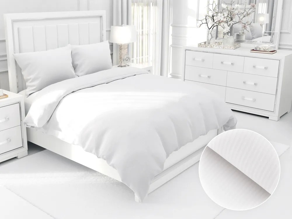 Biante Damaškové posteľné obliečky Atlas Grádl DM-012 Biele - tenké pásiky 2 mm Dvojlôžko francúzske 240x200 a 2ks 70x90 cm