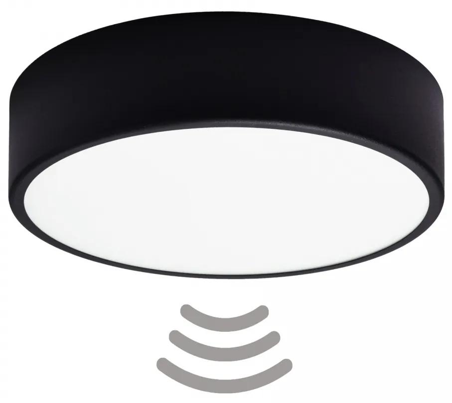 TEMAR Prisadené stropné osvetlenie CLEO s čidlom, 2xE27, 40W, 30cm, okrúhle, čierne
